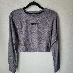 NWT UFC Crew Neck Cropped Long Sleeve Top, Size Large, Color Flogged Grey